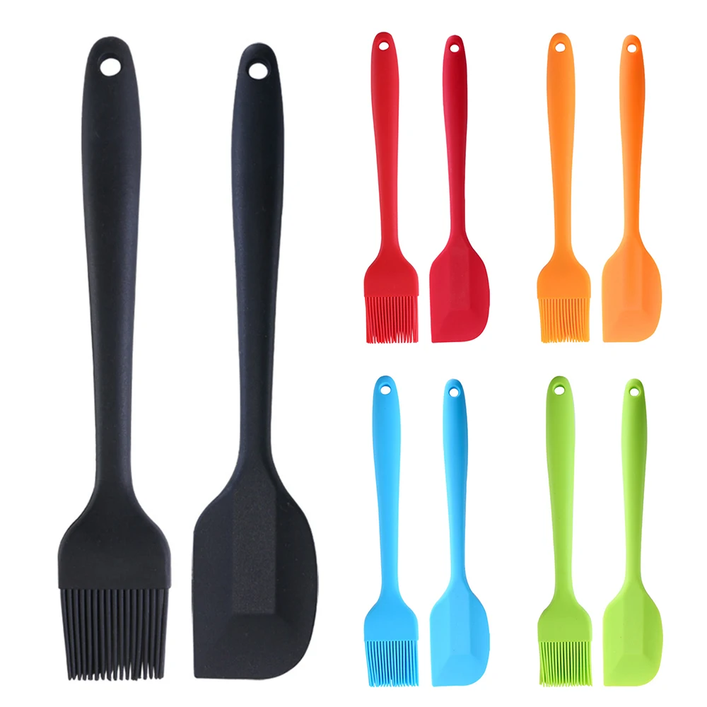 

2pcs Cream Butter Kitchen Silicone Cake Spatula Mixing Batter Scraper Brush Butter Cake Mixer Brushes Cooking kitchen tools