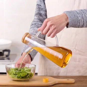 

580/700ML Glass Olive Oil Dispenser Cruet Leak-proof Oil Vinegar Bottle with Scale Salad Dressing Bottle for Vinegar Soy Sauce