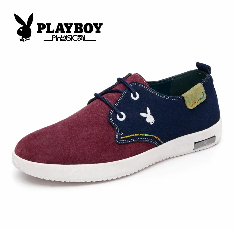 Playboy/мужские туфли новые мужские против бархат воловьей кожи с Рекреационная обувь прилив cx37028 Пояса из натуральной кожи повседневная обувь - Цвет: Красный