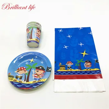 

13pcs/lot Disney Little Pirate Theme Boy Birthday Party Family Party Disposable Paper Cup Plate Tablecloth Little Pirate Dishes