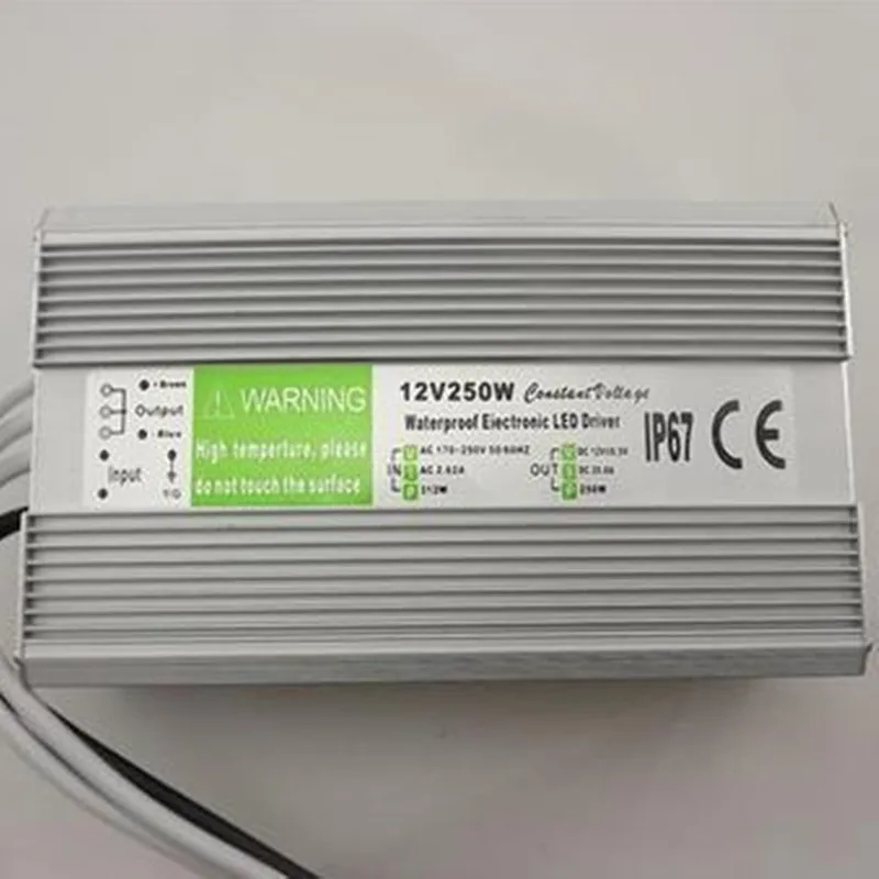 

DC 12V 250w waterproof transformer for ws2811 5050 3014 2835 5630 6803 3528 led strip led module AC 170--250V