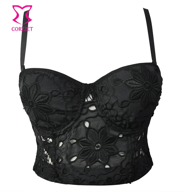 

Black Elegant Floral Embroidery Lace Bralette encaje Bra Push Up Bustier Crop Top Bras for Women Sexy Underwear Soutient Gorge