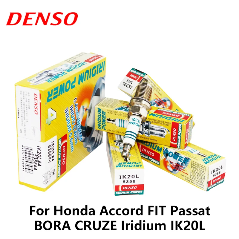 Koop 4 stuks set DENSO Auto Bougie Voor Honda Accord 7 8 Fit 1.5L Skoda Fabia VW Passat Bora Touran Chevrolet Cruze Iridium IK20L