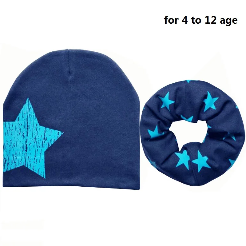 Для детей от 0 до 12 лет, детская шапка, сезон осень-зима, вязаная крючком, детская шляпа, шарф для девочек и мальчиков, детская шапка из хлопка, детская шапка - Цвет: Navy starsB L