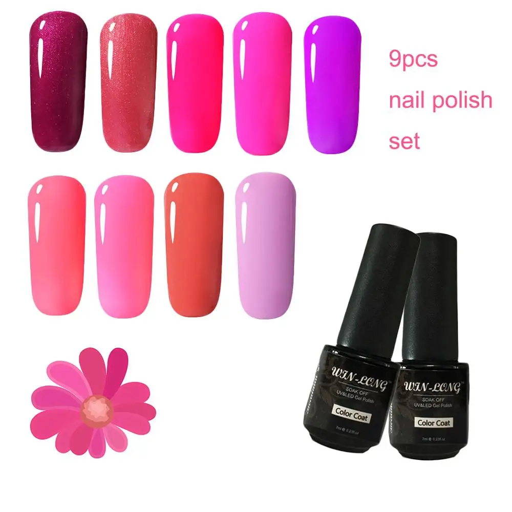 9 Pcs/lot Soak Off Nail Gel Polish Kit Manicure Soak Off Gel Nail Vanishes Base Top Gel Nail Polish Manicure Art Tools Sets Kit
