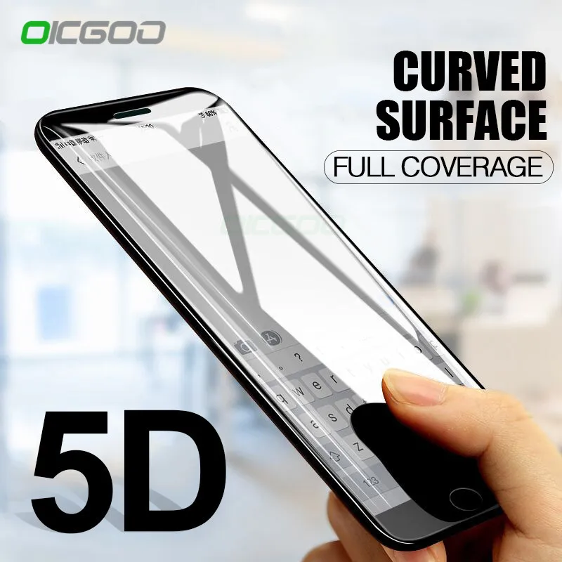 OICGOO 5D полное покрытие край закаленное Стекло для iPhone 8 7 6 6s Plus X Экран протектор