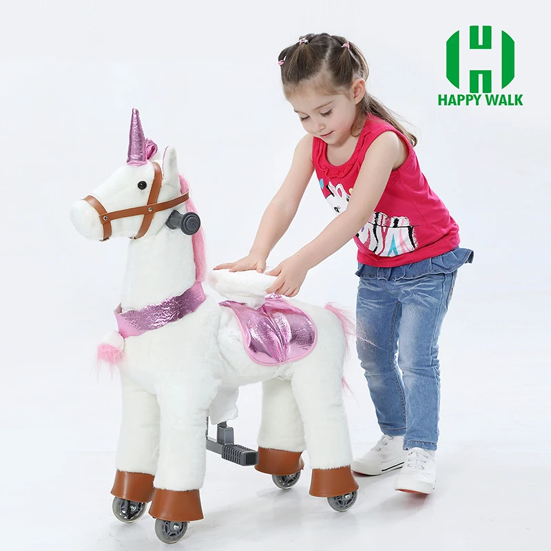 Action Pony Small Walking Mechanical Horse Toy Ride on Bounce up and down and Moving Horse for Children 3-7 Years Boys Girls