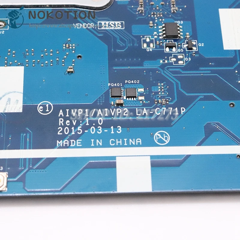 NOKOTION 5B20J30787 AIVP1 AIVP2 LA-C771P для lenovo ideapad 100-14IBY материнская плата для ноутбука 14 дюймов SR1YW N3540 Процессор