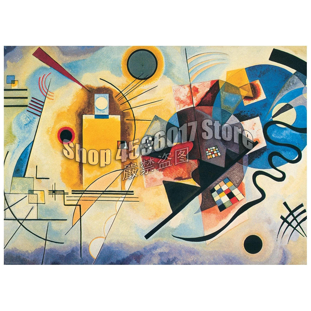

DIY Diamond Painting Yellow,Red,Blue Handmade Needlework Diamond Embroidery Art Kandinsky Full Rhinestone Cross Stitch Mosaic