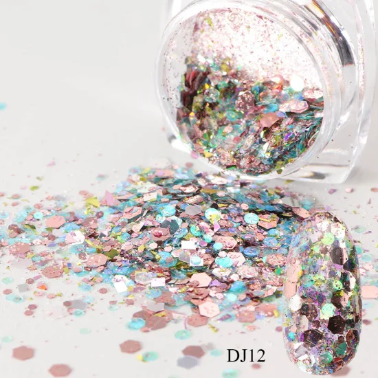 DJ12 1 коробка для ногтей Русалка Блестки хлопья блестящие 3D шестиугольник красочные блестки лак для маникюра украшения для ногтей TRDJ01-12 - Цвет: DJ12