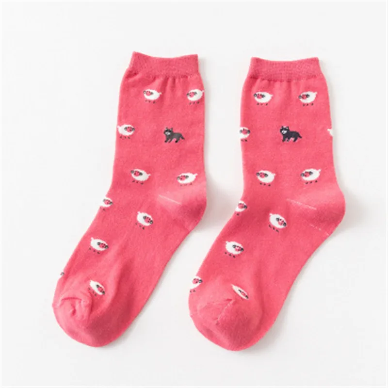 Женские носки осенние и зимние модели легкие и дышащие удобные японские милые студенческие маленькие панды Мультяшные женские носки - Цвет: pink