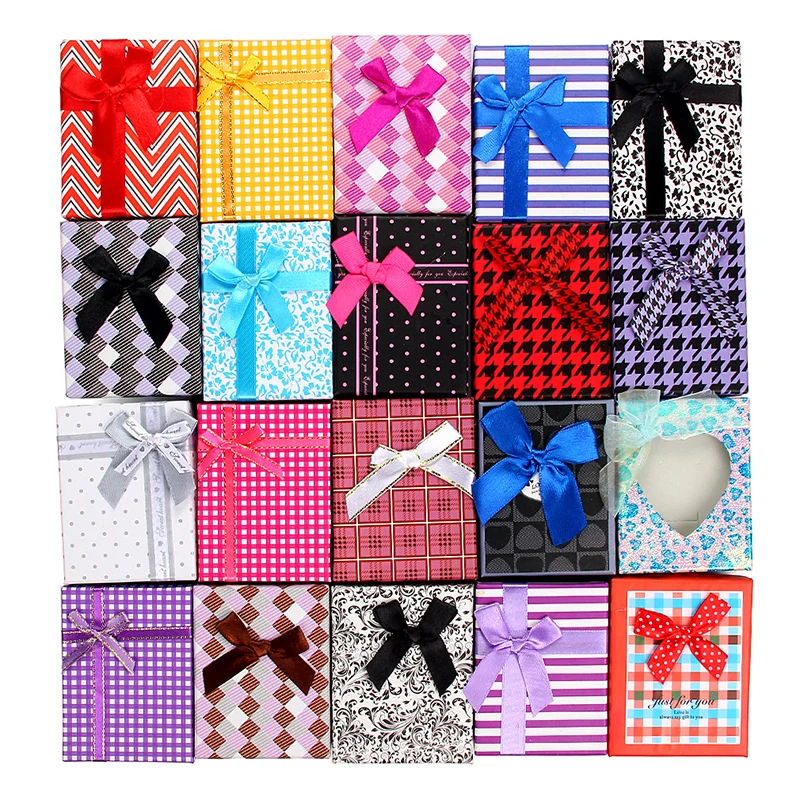 

6pcs Random Color Square Small Gift Box With Bowknot Decor For Ring Earrings Necklace Valentine's Day Jewelry Gift Box For Women