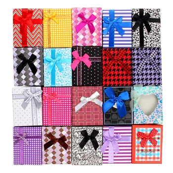 

6pcs Random Color Square Small Gift Box With Bowknot Decor For Ring Earrings Necklace Valentine's Day Jewelry Gift Box For Women