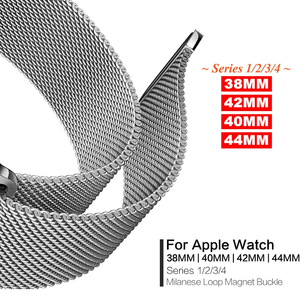 

eeglee Milanese Loop Stainless Steel band For Bracelet Apple Watch strap series 1/2/3 42mm 38mm for iwatch series4 40mm 44mm