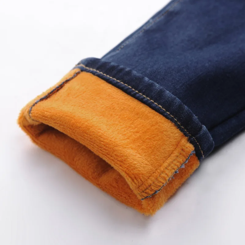 Autumn Winter Mom Jeans Woman High Waist Elastic Thicken Warm Jeans Plus Size Long Trousers Korean Slim Pencil Denim Pants