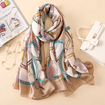 

Luxury Brand Silk Scarf Women Soft Scarves Charming Shawl High Quality Print hijab Wrap foulard 180*90 CM