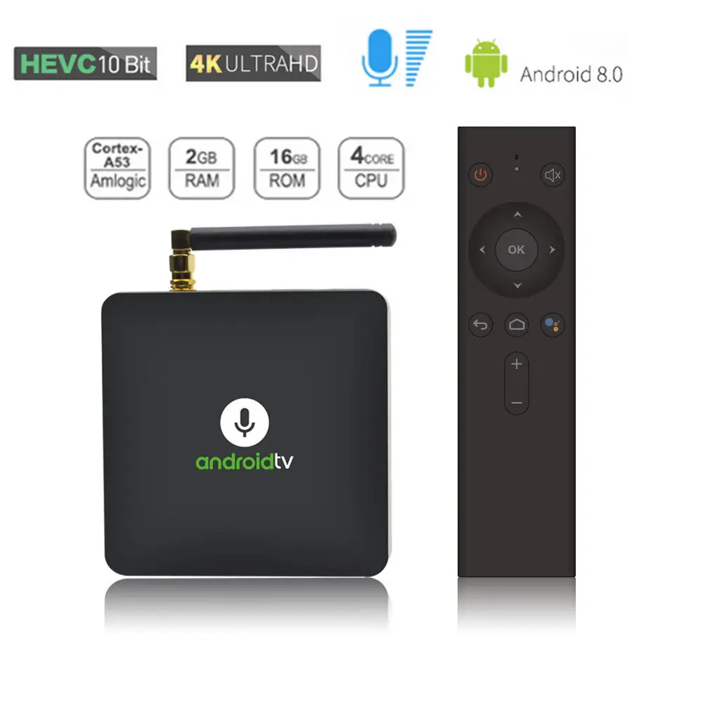 MECOOL KM8 Android 8.0 TV Box Google Certified Amlogic S905X 2GB RAM 16GB ROM Voice Remote Control Set-top Home Media Player | Электроника