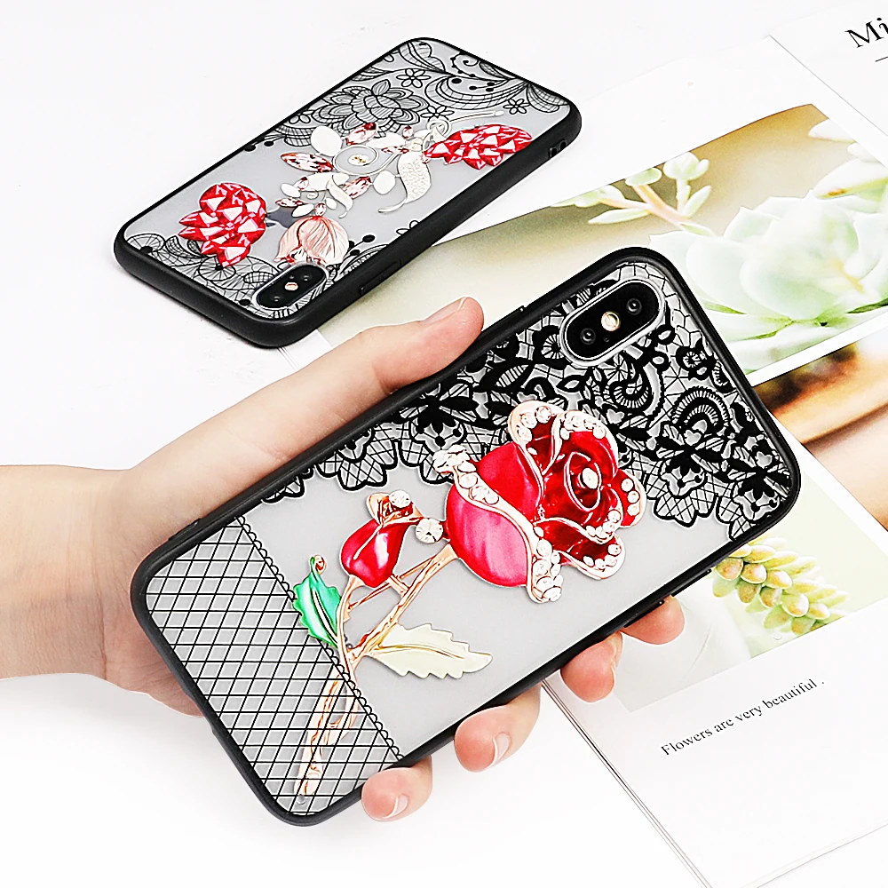 MYSUN Vintage Emboss Flowers Case For iPhone XS XR Max X 8 7 6 6S Plus TPU+PC Full Body Hot Phone Back Cover Cases Gift |