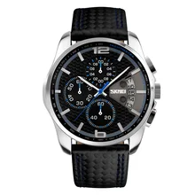 2016 Skmei Top Marque De Luxe Montres Hommes Sport Quartz Date Horloge Hommes Chronographe Casual En Cuir Armée Militaire Montre À Quartz-montre