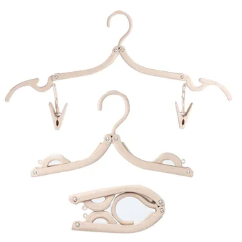 

Travel Folding Hanger With 2 Clips Lightweight Non-Slip Clothes Drying Rack Clothespin Bathroom Storage Organizer