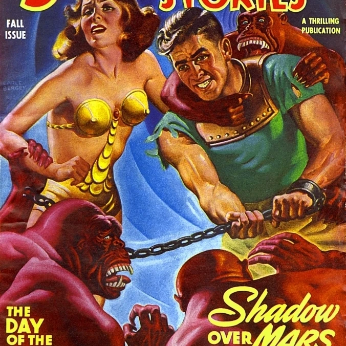 Startling Stories - Sci Fi Mag - Shadow Over Mars Poster Print By Mary Evans Picture Library (24 X 36)