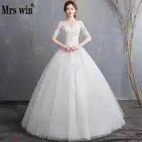 Vintage Sexy Lace Wedding Dress Short Sleeve O Neck Princess Ball Gown Wedding Dresses Lace Up China Bridal Gowns