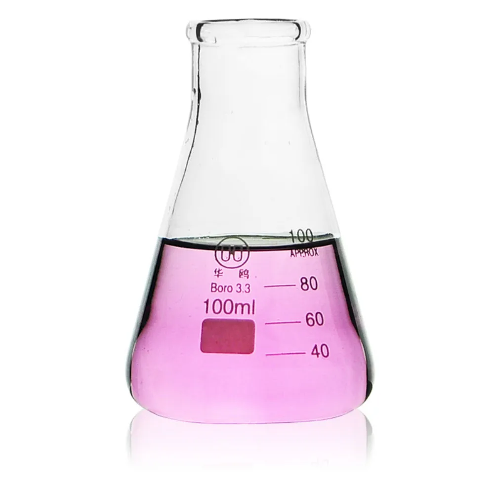 100ml,Glass Erlenmeyer Flask,Conical Bottle with Normal Neck,Lab