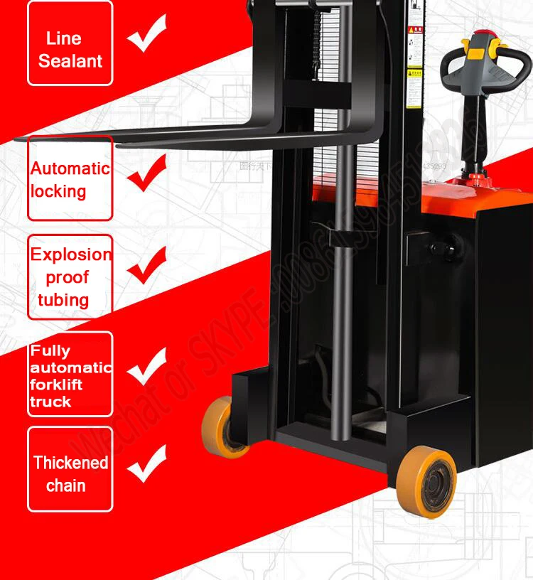 0,75 T Малый грузоподъемник, электрический штабелер, Электрический вилочный погрузчик, гидравлический подъемный подъемник, свайный автомобиль, без баланса ног, тип веса