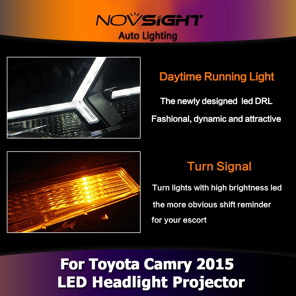 NOVSIGHT 2X светодиодный фары фара в сборке DRL Противотуманные фары Набор для Toyota Camry