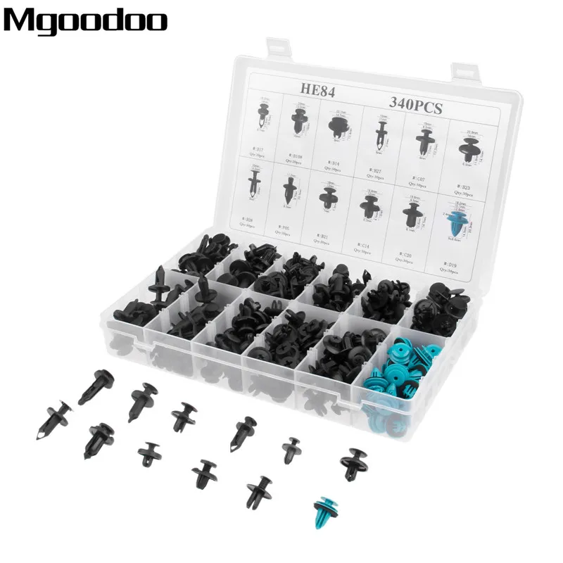 

340Pcs 6mm-10mm Hole Car Fastener Door Trim Retainer Clips Automobile Fender Bumper Plastic Rivet Clips For Honda Toyota Audi