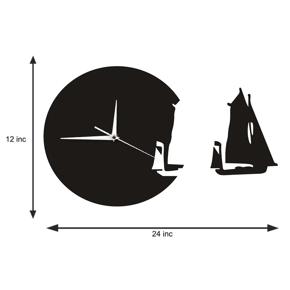 Yacht Leaving Wall Clock Modern Design Home Decor Sea Style Wall Watch The Sailing Boat Ship Clock Sailors Marines Gift 2