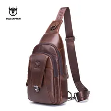 BULL CAPTAIN High Quality Men Genuine Leather Cowhide Vintage Chest Back Pack Travel fashion Cross Body Messenger Shoulder Bag