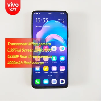 Vivo X27 Original Android Qualcomm 6.39inch FHD+ Smartphone 2340x1080 48MP 4cameras Octa Core 4000mAh HD Fingerprint recognition