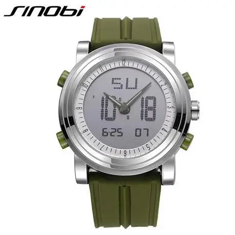 Бренд SINOBI, спортивные мужские наручные часы с хронографом, Цифровые кварцевые часы с двойным механизмом, водонепроницаемые мужские часы для дайвинга - Цвет: 11S9368G03