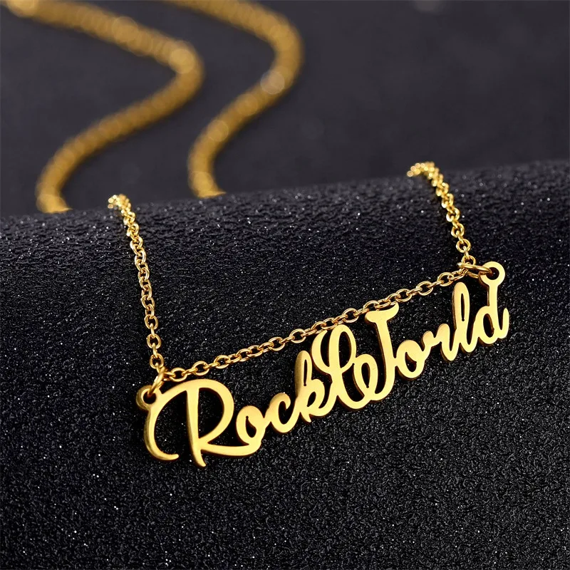 

Custom Name Necklace Women Personalized Gift Customized Pendant Cursive Handwriting Stainless Steel Chain Fashion Jewelry 2019