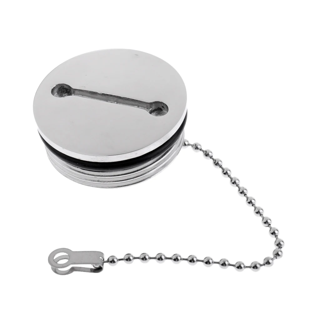 Boat Marine 316 Stainless Steel Slotted Replacement Deck Fill Cap With Durable and Polished Chain 