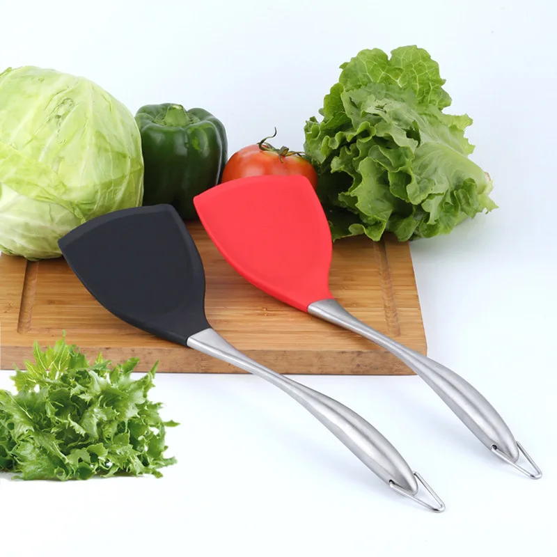Non-Stick Heat Resistant Silicone Curved Shovel Stainless Steel Handle Spatula Kitchen Cooking Tool 2 pcs/set Non-Stick Heat Resistant Silicone Curved Shovel Stainless Steel Handle Spatula Kitchen Cooking Tool 2 pcs/set