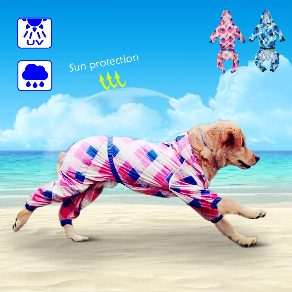 

Hoodie Dog Raincoat Summer Dogs Jacket Waterproof Pet Sun Protection Jumpsuit Pets Rainwear Clothes for Medium Large