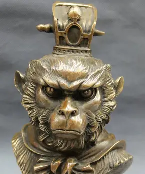 

Chinese Bronze Great Sage Equalling Heaven Sun WuKong Monkey King Head Statue