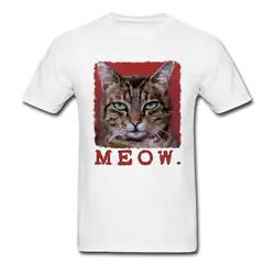 Swag футболки Tops Tees men Футболка мяу чудной скучно кошка, причудливый Китти летняя 100% хлопковая Одинаковая одежда с круглым вырезом для всей