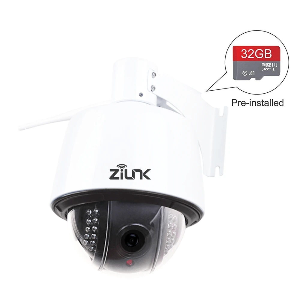

ZILNK WiFi IP Camera 1080P Outdoor Security Wireless Speed Dome PTZ Camera 5X Optical Zoom 2.7-13.5mm SD Card Onvif