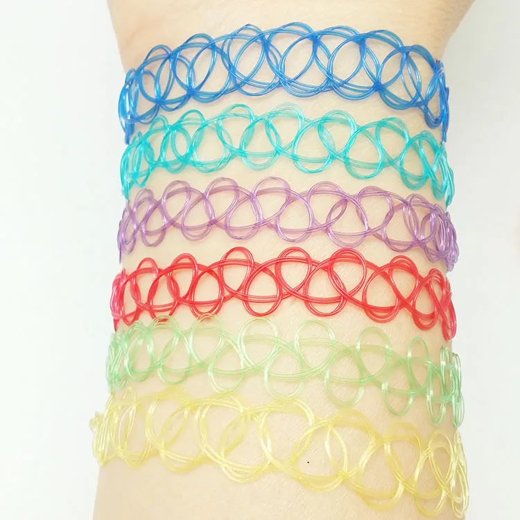1Set Magic Vintage Tattoo Choker Bracelet Ring Set Elastic Jewelry Hippy Chick Colares Femininos