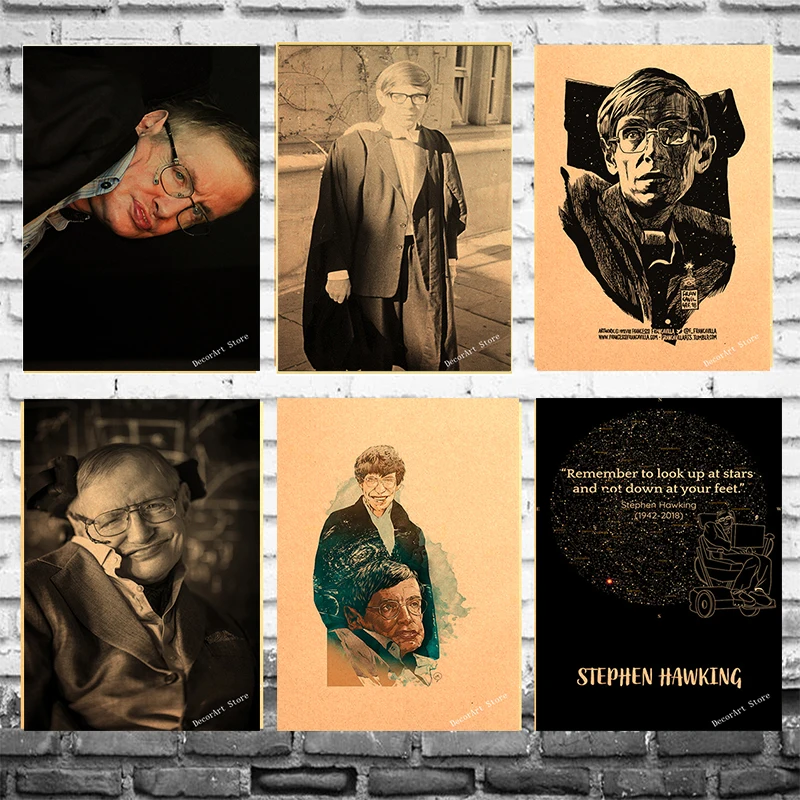 

Scientist Stephen William Hawking Canvas Painting Vintage Wall Picture Kraft Poster Coated Wall Sticker Home Decoration Gift