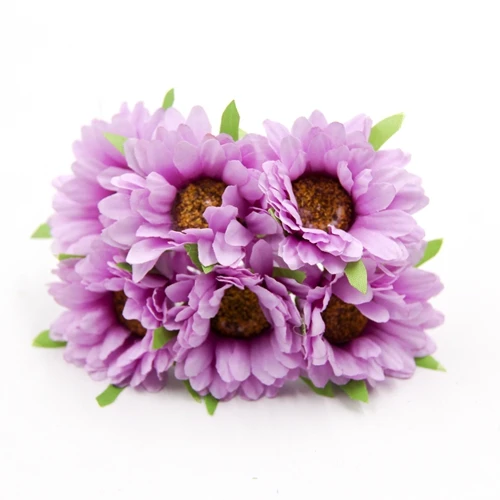6 шт. Искусственные цветы "сделай сам" искусственный подсолнух цветы для скрапбукинга вечерние цветы для свадебного творчества декоративные цветы - Цвет: Фиолетовый