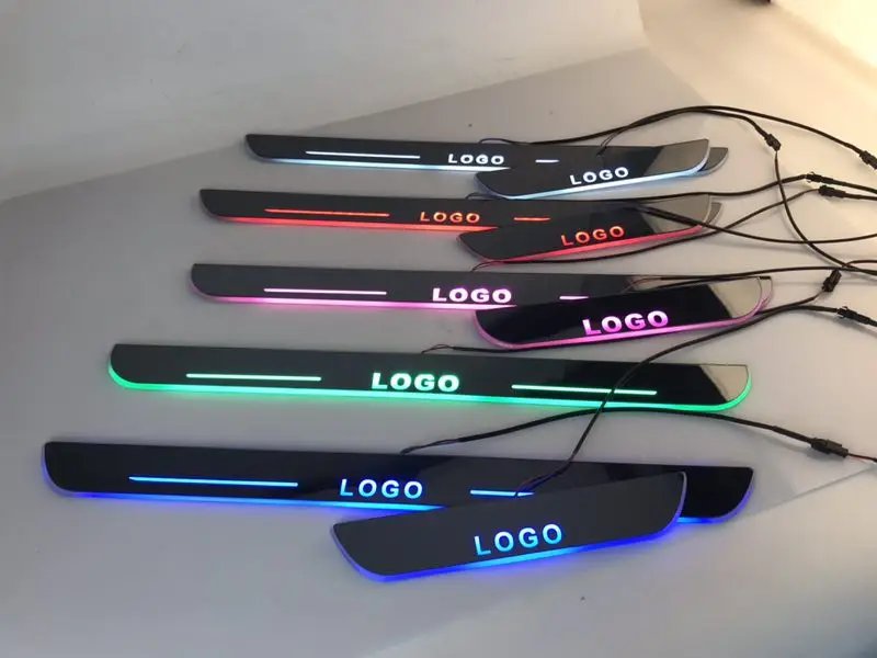 

RQXR led moving door scuff for Hummer H3 dynamic door sill plate flat lining overlay Flow/fixed light, 2pcs
