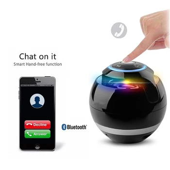 

Round LED Mini Wireless Bluetooth Speaker TF USB Portable Music Loudspeakers Hand-free call For iPhone 6 Phone PC with Mic