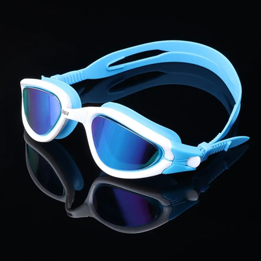 

Swimming Goggles Men Women Large Frame Waterproof Anti-fog Ani-UV Flat Mirror Electroplated Lens Adult Glasses