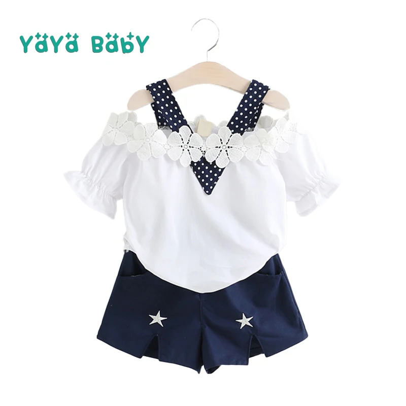 

2 3 4 5 6 7 Year Girls Clothes 2018 New Summer Casual Baby Children Clothing Set Flower Shirts Shorts Kids Suits for Girls