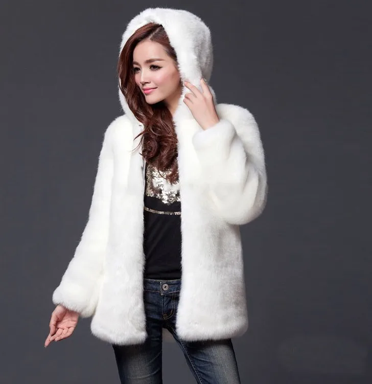 En Long Lisa Chaud Blanc noir Manteaux Outwear Veste Femmes Fourrure Colly Avec D'hiver Noir Manteau Fausse Blanc 2017 Capuche qq8rFAxwt