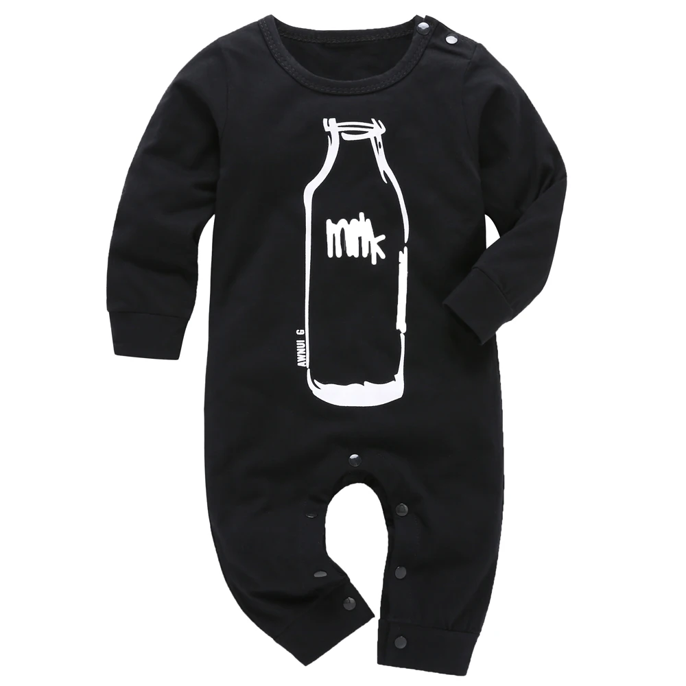 Модная одежда для маленьких мальчиков и девочек с длинными рукавами и рисунком бутылки детские комбинезоны для новорожденных комбинезон для младенца комплект одежды для малышей
